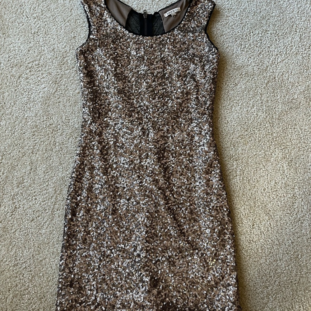 Gold and black sequin dress